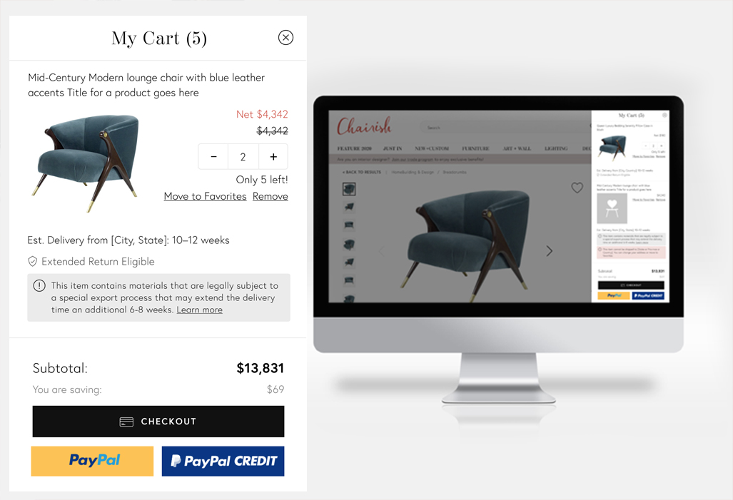Chairish Shopping Cart Design